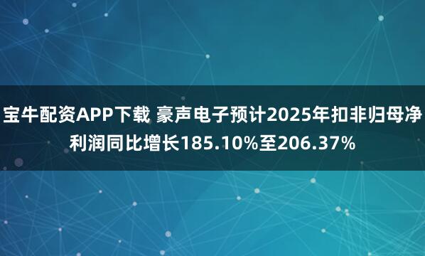 宝牛配资APP下载 豪声电子预计2025年扣非归母净利润同比增长185.10%至206.37%